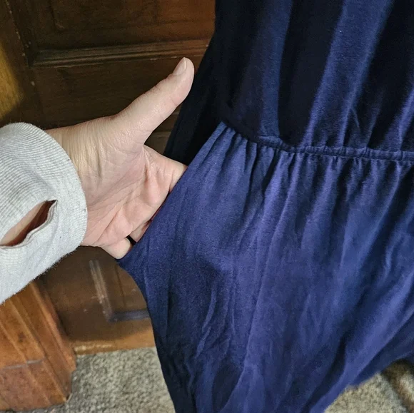 Short sleeve T-shirt dress with waist tie Navy Size XL - Picture 5 of 10